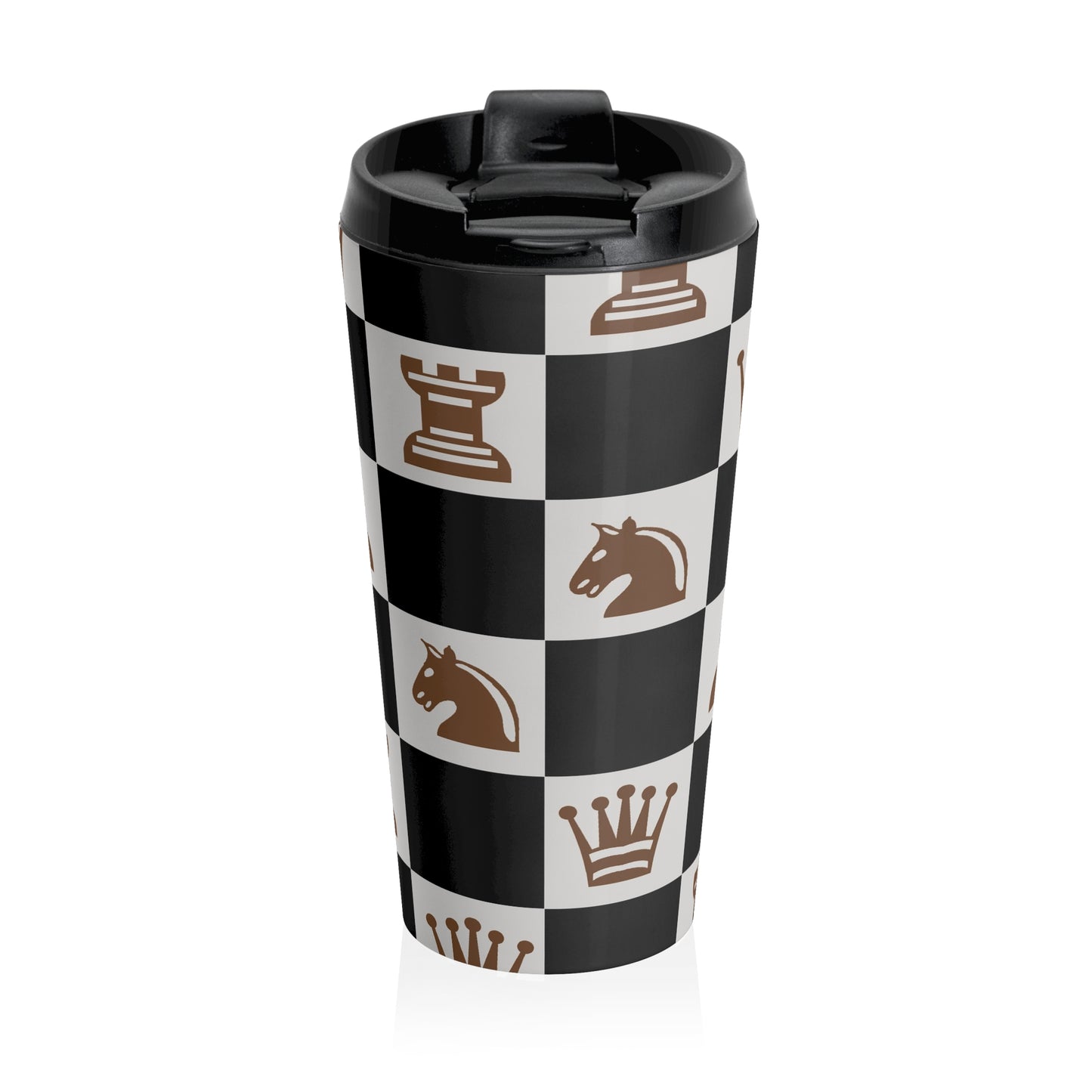 Chess Pattern, Stainless Steel, Travel Mug