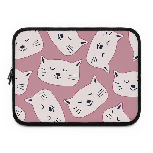 Pinky Cat Pattern Laptop Sleeve