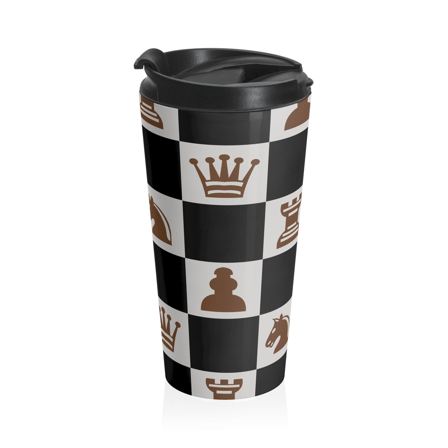 Chess Pattern, Stainless Steel, Travel Mug