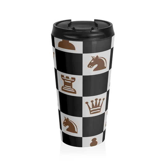 Chess Pattern, Stainless Steel, Travel Mug