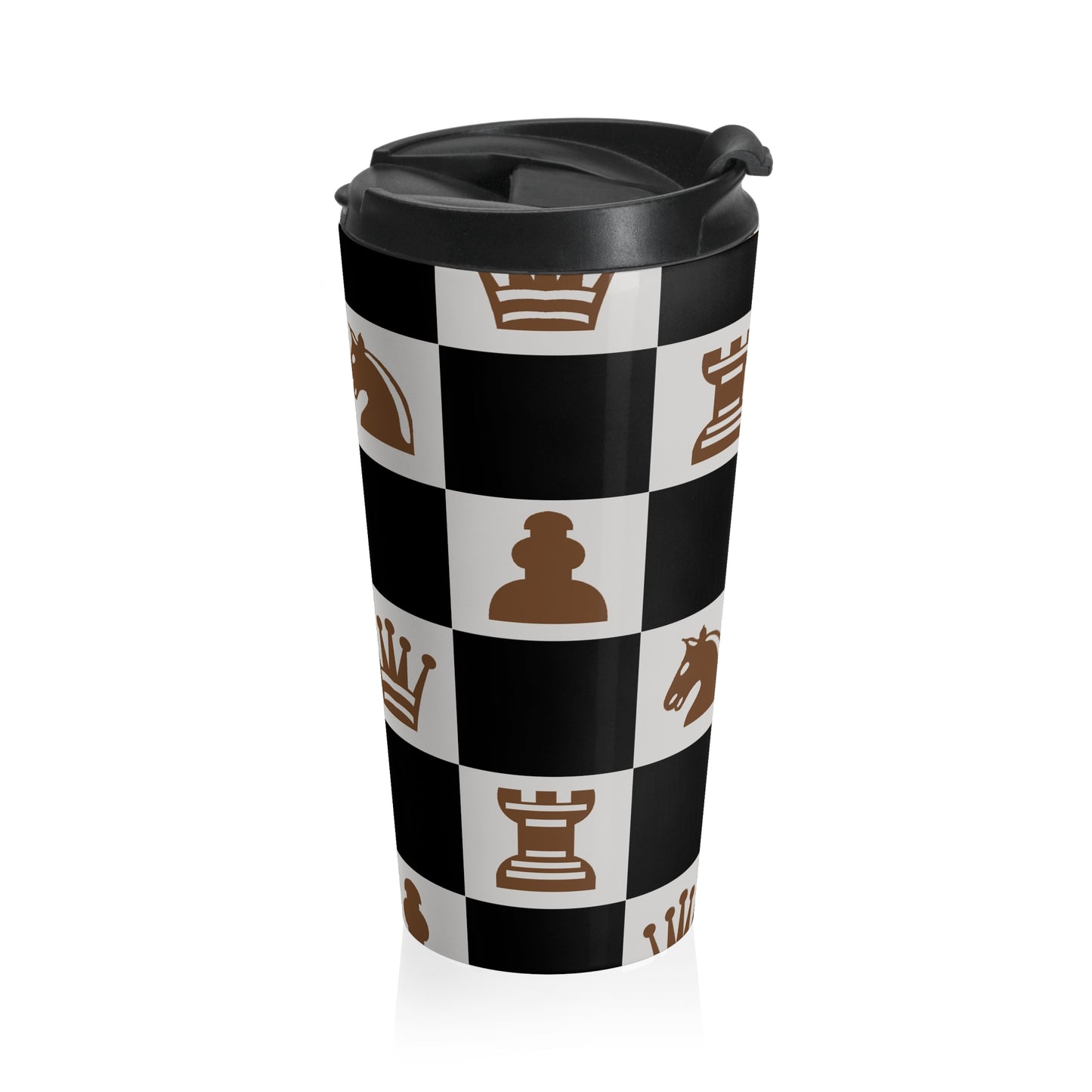 Chess Pattern, Stainless Steel, Travel Mug